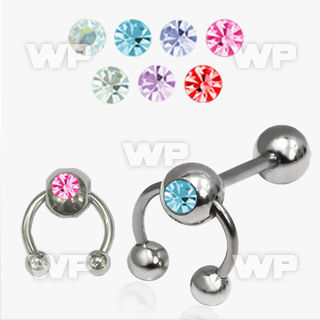 44664 surgical steel tongue bar 1 6mm top 6mm press fit jewel tongue piercing