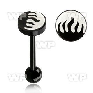 44b30 black ion plated surgical steel tongue bar 1 6mm flat tongue piercing