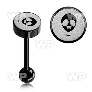 44b39 black ion plated surgical steel tongue bar 1 6mm flat tongue piercing