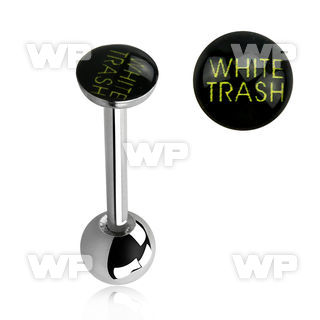 44dor surgical steel tongue bar 1 6mm flat top white trash tongue piercing