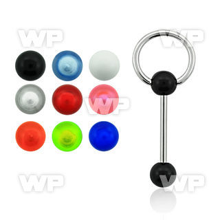 44hq3b surgical steel tongue bar 1 6mm top 6mm acrylic uv ball tongue piercing