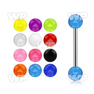 44hqs 316l steel tongue bar 1 6mm 5mm acrylic uv balls length tongue piercing