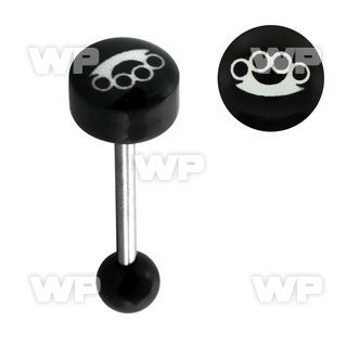 44qil surgical steel tongue bar 1 6mm round 8mm acrylic topbra tongue piercing