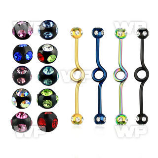 44r62 ion plated steel industrial loop barbell 1 6mm 5mm multi tongue piercing