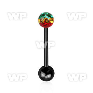 44rdasa ion plated surgical steel tongue bar 1 6mm 5mm ball feri tongue piercing