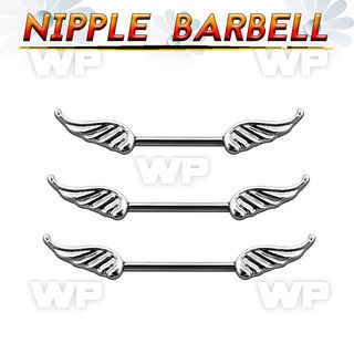 44umoi surgical steel nipple barbell 1 6mm small wings nipple piercing