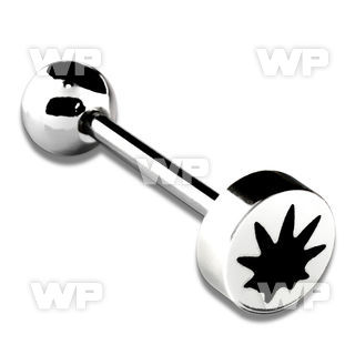 44w6e surgical steel tongue bar 1 6mm flat 8mm round topetched tongue piercing