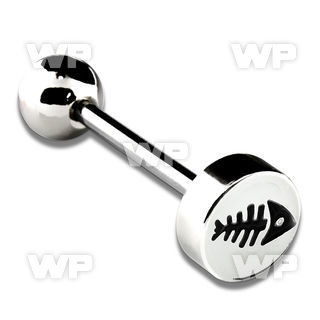 44w6k surgical steel tongue bar 1 6mm flat 8mm round topetched tongue piercing