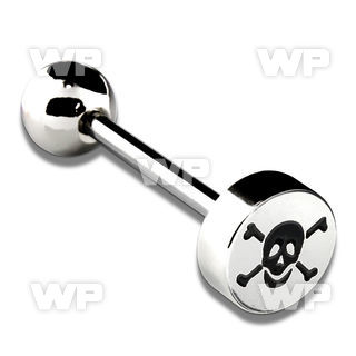 44w6l surgical steel tongue bar 1 6mm flat 8mm round topskull tongue piercing