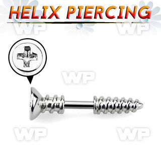 44wa094 surgical steel helix barbell 1 6mm cross screw top scre helix piercing