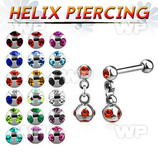 44wa0p surgical steel helix barbell 1 2mm 3mm balls dangling helix piercing