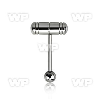 44xja surgical steel tongue bar 1 6mm steel hamm er shaped top tongue piercing