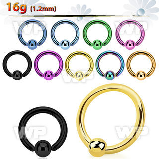 46arw ion plated surgical steel captive bead ring 1 2mm 3mm ear lobe piercing