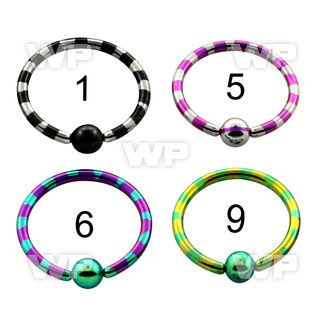 46rbe0 ion plated surgical steel captive bead ring 1 6mm zebra ear lobe piercing