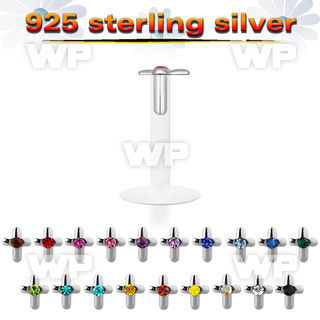 48b46c bio flex labret 1 2mm silver 925 cross shaped topsmall belly piercing