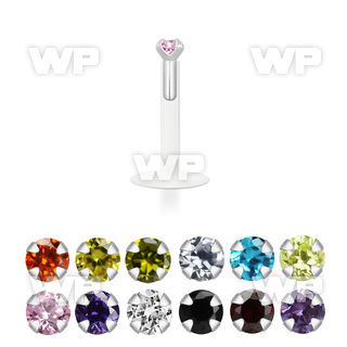 48b4g3 bio flex labret 1 2mm 1 5mm round prong set cz stone belly piercing