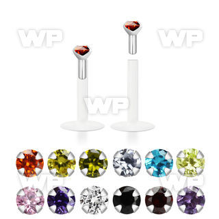 48b4g bio flex labret 1 2mm 2mm round prong set cz stone belly piercing