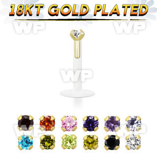 48b4gai bio flex labret 1 2mm 18k gold plated silver 925 top rou lower lip piercing