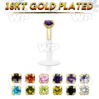 48bgksai bio flex labret 1 2mm genuine 18k gold plated silver 925 lower lip piercing