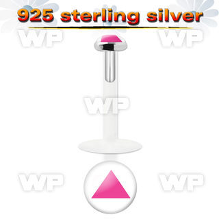 48bi0e bio flex labret 1 2mm 3mm flat push in silver 925 toppin lower lip piercing