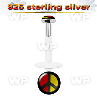 48biek bio flex labret 1 2mm 3mm flat push in silver 925 topbla lower lip piercing