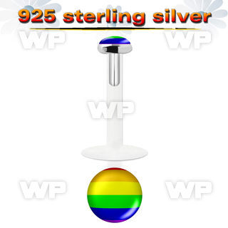 48biet bio flex labret 1 2mm 3mm flat push in silver 925 topgay lower lip piercing