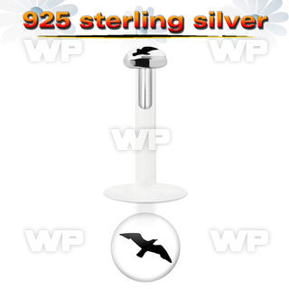 48biz9 bio flex labret 1 2mm 3mm flat push in silver 925 topbla lower lip piercing