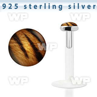 48bizz bio flex labret 1 2mm 3mm flat push in silver 925 topbla lower lip piercing