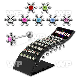 4a436y display of 40 pcs of 316l steel tongue bars 1 6mm 6mm tongue piercing