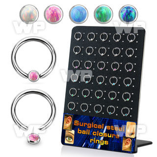 4aa56ak board 30 steel ball closure ring 8mm w 3mm disk with opal