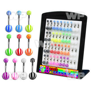 4aj8fke display w of steel belly ring acrylic beach balls length belly piercing