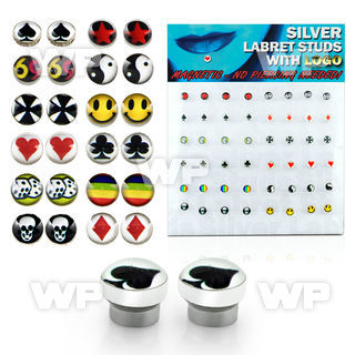 4ajbi display with magnetic fake labret stud studs in 4mm mixed lower lip piercing