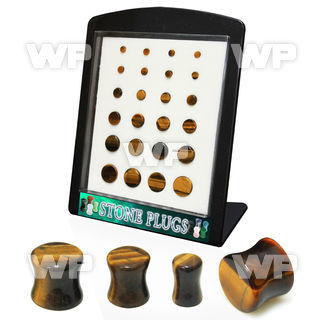 4amie0k display w of double flared tiger eye plugs size 4mm 12 ear lobe piercing