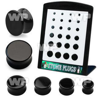 4amie9s display w black onyx double flared stone plug size 6mm ear lobe piercing