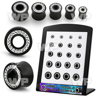 4amiel9 displays 20 pcs of black areng wood double flare flesh ear lobe piercing