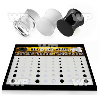 4amiesz7 display box 70 pcs of solid acrylic double flare saddle ear lobe piercing