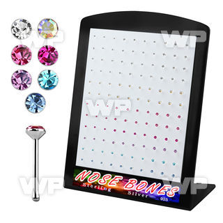 4au4jj display w silver 925 nose bone 1 4mm 1 5mm 2mm round nose piercing