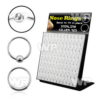 4auxjfe display w silver 925 nose ring s out ball 0 6mm an nose piercing