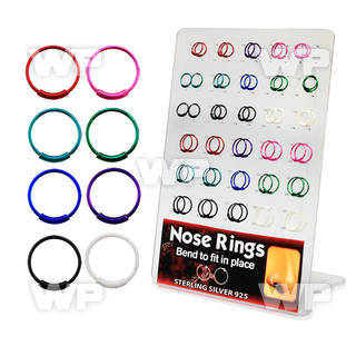 4auxmel board w silver 925 endless nose rings color plating in 8 nose piercing