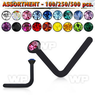 4b20k0 black acrylic l shaped nose studs 0 8mm 2mm round crysta nose piercing