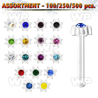 4b20ky clear acrylic nose bone 0 8mm star shaped top 1 4mm nose piercing