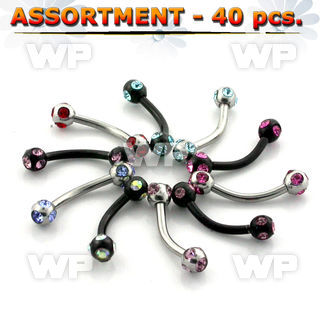 4b20l surgical steel bananas 1 2mm 3mm multi jewel ball eyebrow piercing