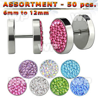 4b20pl of 316l steel fake cheater plugs ferido glued crystal on belly piercing