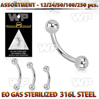 4b20yt surgical steel micro bananas 1 2mm 3mm balls length 5 16 eyebrow piercing