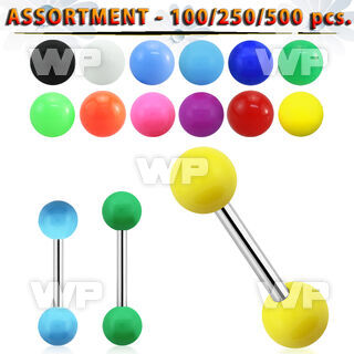 4b2e9p surgical steel tongue bars 1 6mm 6mm solid acrylic balls tongue piercing