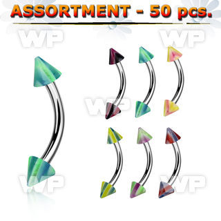 4b2esp surgical steel micro bananas 1 2mm 3mm acrylic wave patt eyebrow piercing