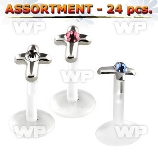 4b2etk bio flex labrets 1 2mm silver 925 cross shaped topsmall belly piercing