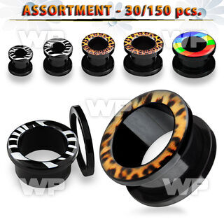 4b2eyy black acrylic screw fit logo flesh tunnels tiger fur zeb ear lobe piercing