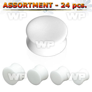 4b2kls 24 pc of double flared ivory stone plugs ear lobe piercing