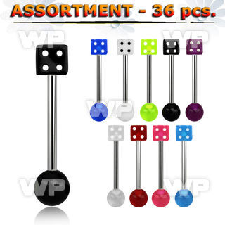 4b2kpe bulk 36 pcs of 316l steel tongue bar 1 6mm 5mm acrylic tongue piercing
